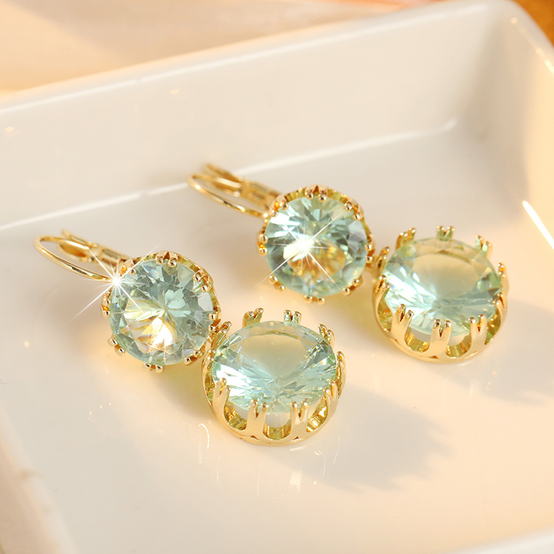 Women's Light Mint Green Ear Hook Claw Set with Zirconia